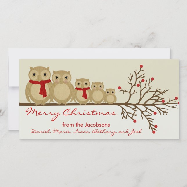 Cartes Pour Fêtes Annuelles Famille Owl (Devant)