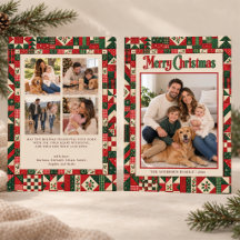 Famille Patchwork Rouge Vert Noël 5 Photos