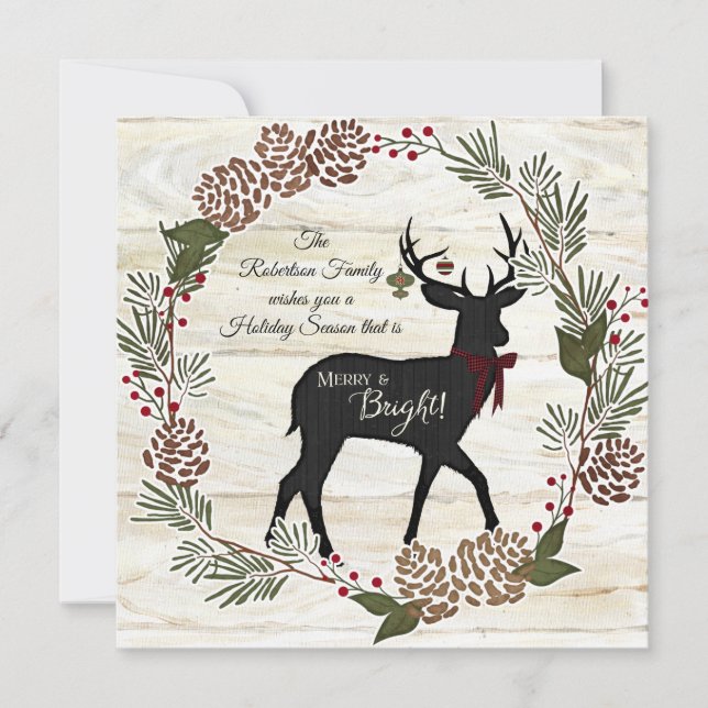 Cartes Pour Fêtes Annuelles Famille Photo Collage Wood Farmhouse Noël (Devant)