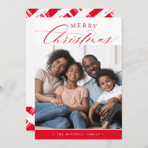 Cartes Pour Fêtes Annuelles FAMILLE PHOTO Joyeux Noël jolie calligraphie rouge