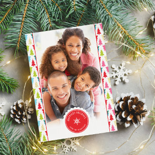 Cartes Pour Fêtes Annuelles FAMILLE PHOTO moderne arbre de Noël motif lumineux