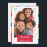 Cartes Pour Fêtes Annuelles FAMILLE PHOTO moderne minimaliste bordure rouge or<br><div class="desc">par kat massard >>> WWW.SIMPLYSWEETPAPERIE.COM<<< An elegant card design featuring quote that you can change yourself! White geometric border on the backside, giving you the opportunity to handwrite a personal message or place a full portrait photo. NOTE >> Contactez-moi kat@simplysweetpaperie.com si vous avez besoin d'aide pour redimensionner vos photos à...</div>