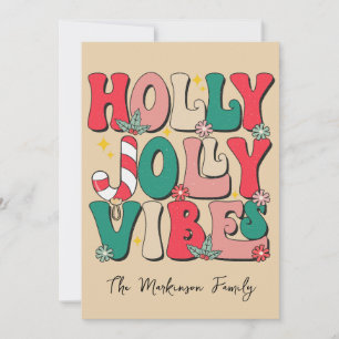 Cartes Pour Fêtes Annuelles Famille photo Retro Vintage Christmas HoHoHo