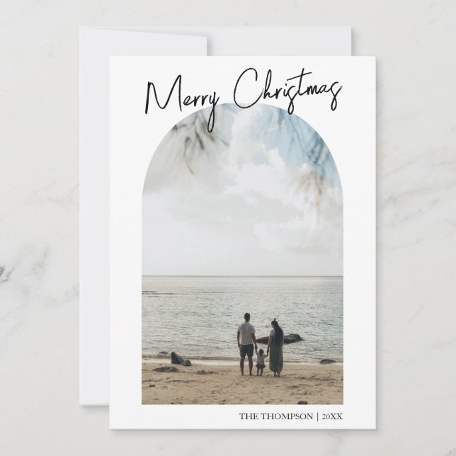 Cartes Pour Fêtes Annuelles Famille photo simple Joyeux Arche de Noël (Devant)