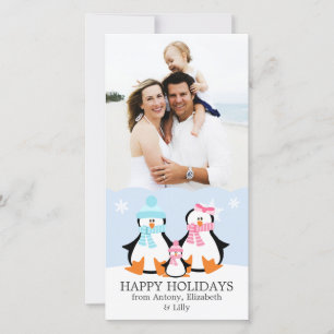 Cartes Pour Fêtes Annuelles Famille Pingouin