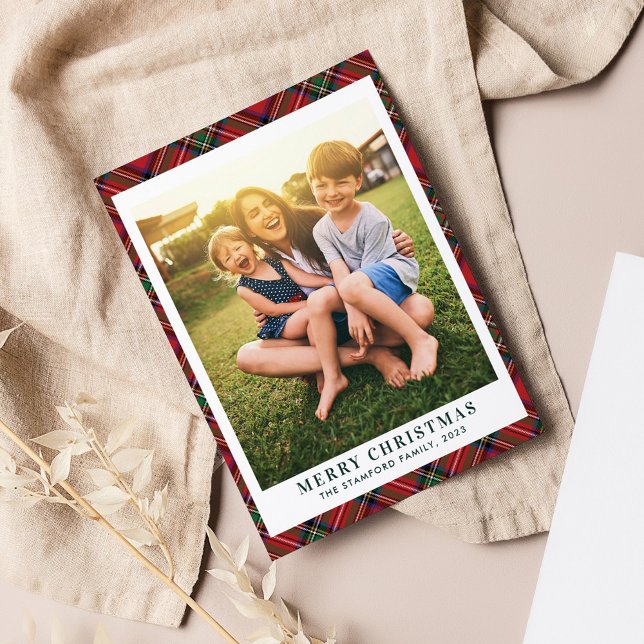Cartes Pour Fêtes Annuelles Famille Plaid Photo Clan Stewart Christmas Tartan (Plaid Family Photo Stewart Tartan Christmas Greetings Card)