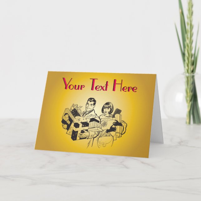 Cartes Pour Fêtes Annuelles Famille présente Noël Holiday Gift Shopping (Devant)
