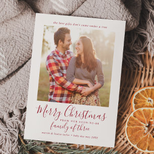 Cartes Pour Fêtes Annuelles Famille rouge minimaliste de trois grossesses