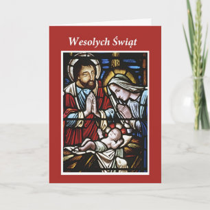 Cartes Pour Fêtes Annuelles Famille sainte de Noël, Allemand, verre souillé