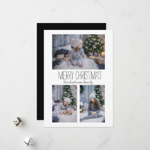 Cartes Pour Fêtes Annuelles Famille simple à trois photos