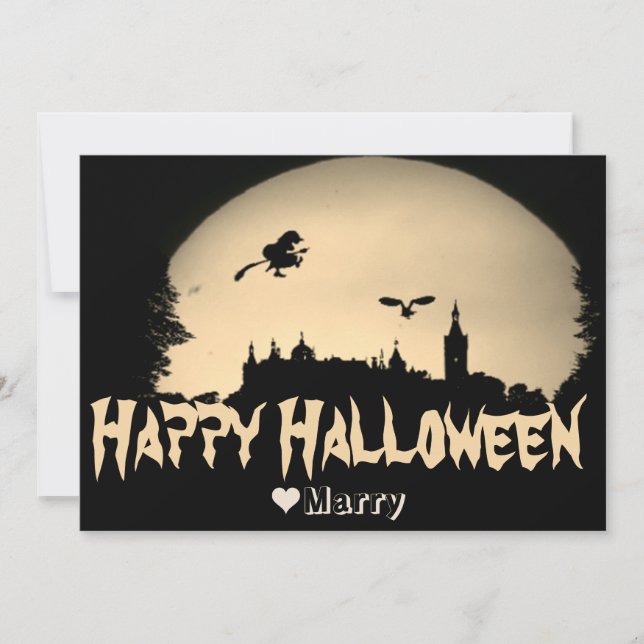 Cartes Pour Fêtes Annuelles Famille Simple et Effrayante Joyeux Halloween Citr (Devant)