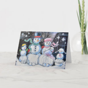 Cartes Pour Fêtes Annuelles Famille Snowman