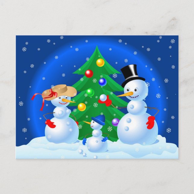 Cartes Pour Fêtes Annuelles Famille Snowmen Amusement (Devant)