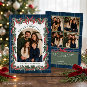 Cartes Pour Fêtes Annuelles Famille Tartan Plaid Photo de Noël
