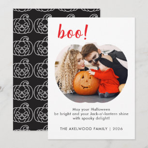 Cartes Pour Fêtes Annuelles Famille typographique Boo minimaliste Halloween