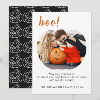 Cartes Pour Fêtes Annuelles Famille typographique Boo minimaliste Halloween