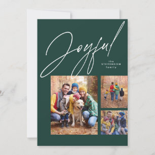 Cartes Pour Fêtes Annuelles Famille verte de trois Noël joyeux