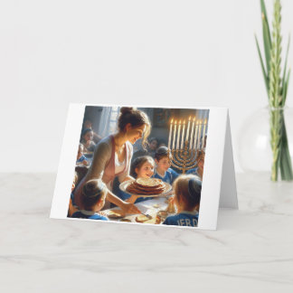 Cartes Pour Fêtes Annuelles Family  Celebrating Hannukah Dinner,