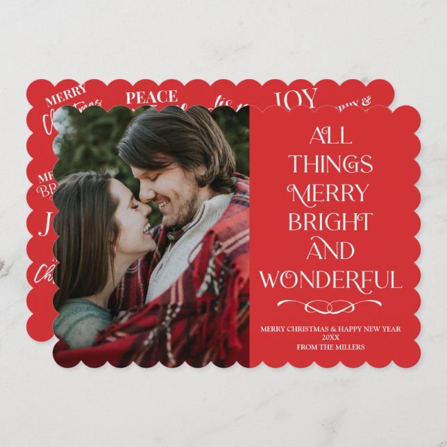 Cartes Pour Fêtes Annuelles Family Christmas red photo Card (Devant / Derrière)