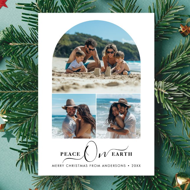 Cartes Pour Fêtes Annuelles Family Fun Beach Photo Paix sur Terre Noël (Créateur téléchargé)