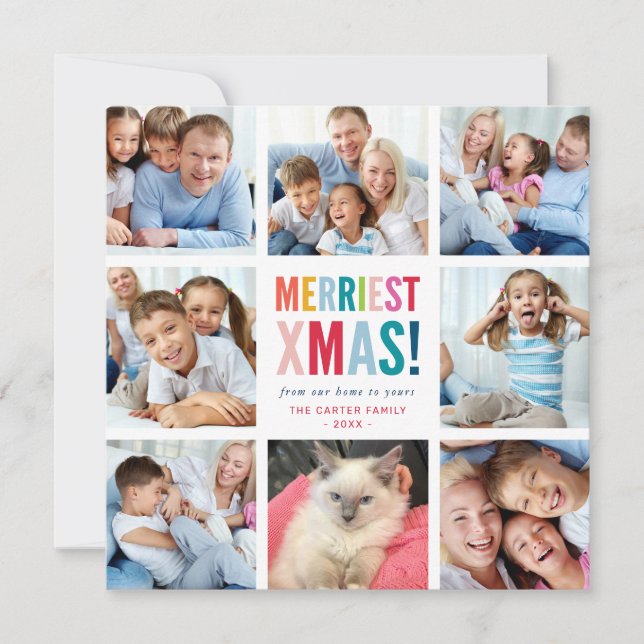Cartes Pour Fêtes Annuelles FAMILY HOLIDAY multi 8 photo fun modern squares (Devant)