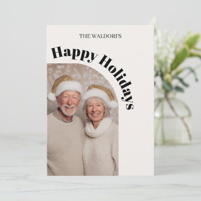 Cartes Pour Fêtes Annuelles Family Photo Christmas Card | Happy Holidays (Debout devant)