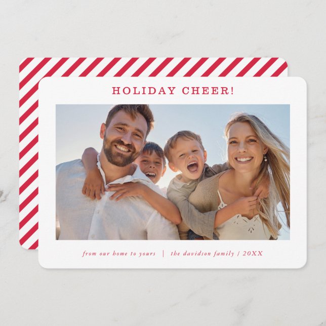 Cartes Pour Fêtes Annuelles FAMILY PHOTO modern minimal simple festive red (Devant / Derrière)