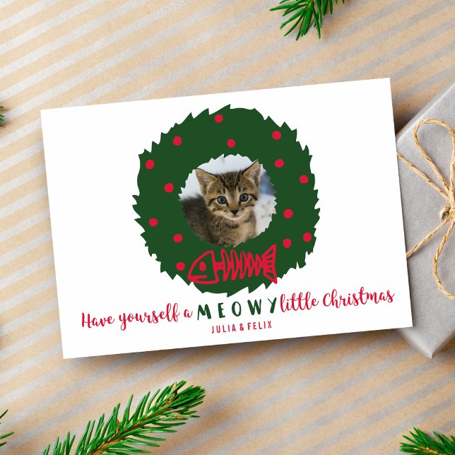 Cartes Pour Fêtes Annuelles Fantaisie Chat Couronne de Noël avec votre chaton  (Créateur téléchargé)