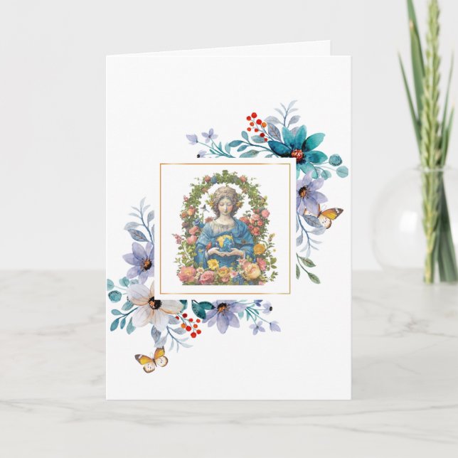 Cartes Pour Fêtes Annuelles Fantaisie Florale L'Étreinte de la Terre Mère (Devant)