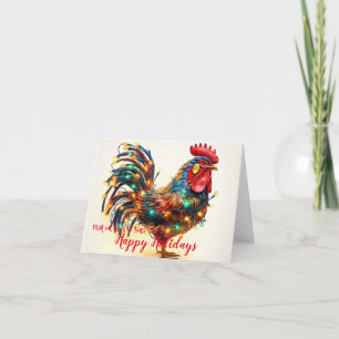 Cartes Pour Fêtes Annuelles Fantaisie Jardin poulet Rooster feux de Noël