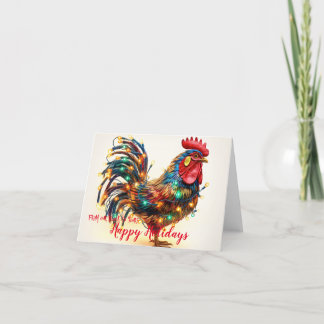 Cartes Pour Fêtes Annuelles Fantaisie Jardin poulet Rooster feux de Noël
