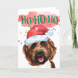 Cartes Pour Fêtes Annuelles Fantaisie labradoodle chapeau de Santa yappy