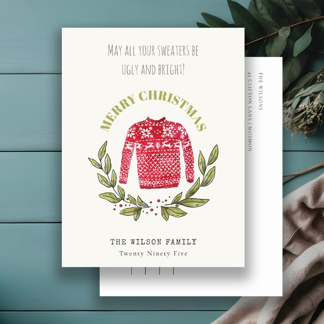 Cartes Pour Fêtes Annuelles Fantaisie mignon Doux feuillu Rouge Vert Noël (Créateur téléchargé)