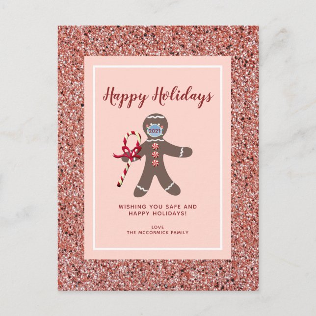 Cartes Pour Fêtes Annuelles Fantaisie Noël 2021 Pink Parties scintillant Ginge (Devant)