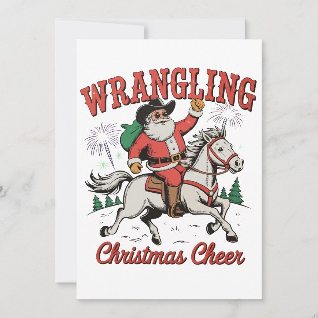 Cartes Pour Fêtes Annuelles Fantaisie Noël Cheer Cowboy Père Noël Pays (Devant)