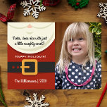 Cartes Pour Fêtes Annuelles Fantaisie Noël Père Noël Naughty & Nice Photo<br><div class="desc">Avez-vous été coquine ou gentille cette année ? Nice avec un peu de coquine est ok ! ! ! Ce design de carte comporte un costume père Noël, les mots "Est-ce bien avec juste un petit compte coquin?", votre photo et texte personnalisé. Drôle et mignon, il est sûr de répandre...</div>