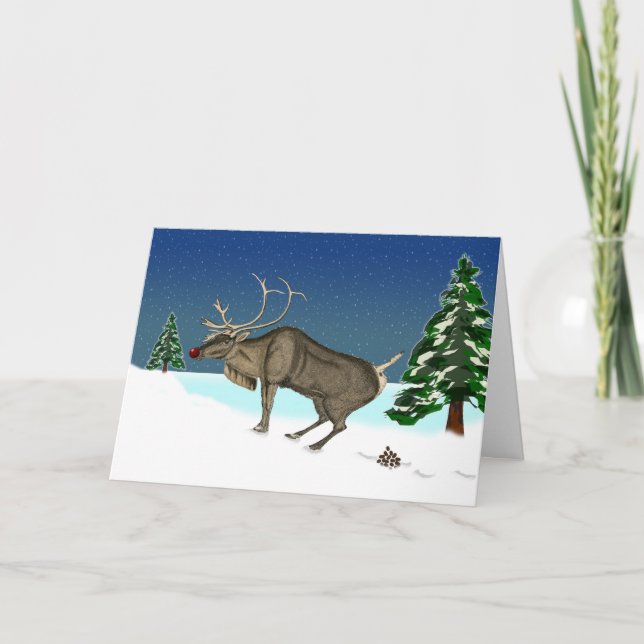 Cartes Pour Fêtes Annuelles Fantaisie Noël, Poop de cerfs, Nature Appelée (Devant)