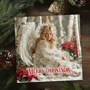 Cartes Pour Fêtes Annuelles Fantastique ange angélique rouge or festif magique
