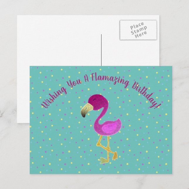 Cartes Pour Fêtes Annuelles Fantastique Flamingo (Devant / Derrière)