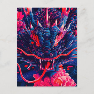 Cartes Pour Fêtes Annuelles Fantastique Fleur Fury Dragon