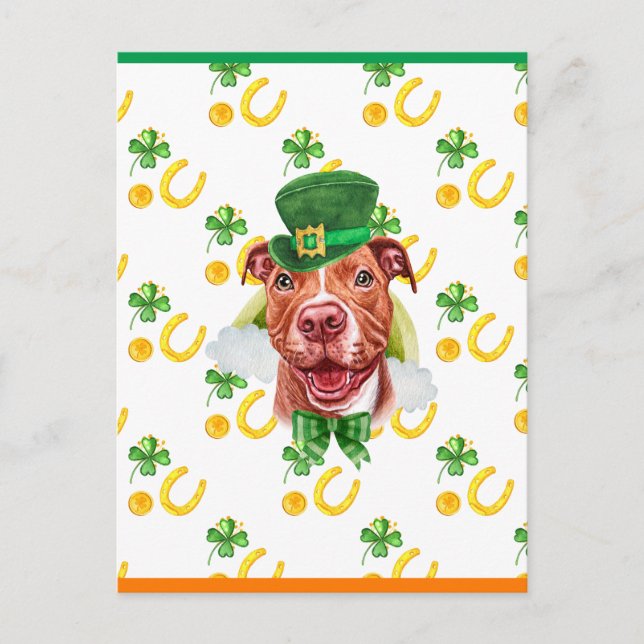 Cartes Pour Fêtes Annuelles Fantastique Pitbull Shamrock St. Patricks Day (Devant)