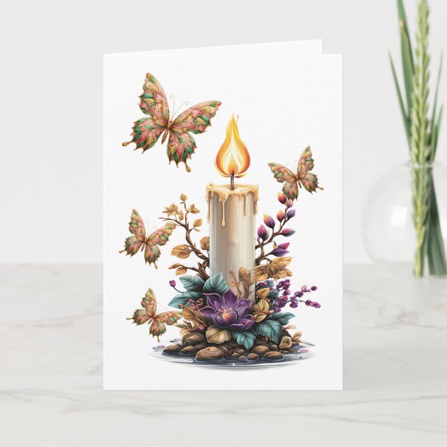 Cartes Pour Fêtes Annuelles Fantasy christmas butterflies with candle  (Devant)