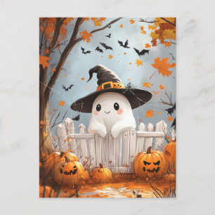 Cartes Pour Fêtes Annuelles Fantôme d'Halloween avec citrouilles