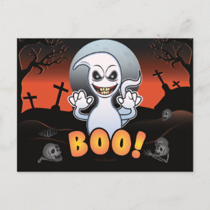 Cartes Pour Fêtes Annuelles Fantôme Éffrayant dans un cimetière ! Halloween Fu
