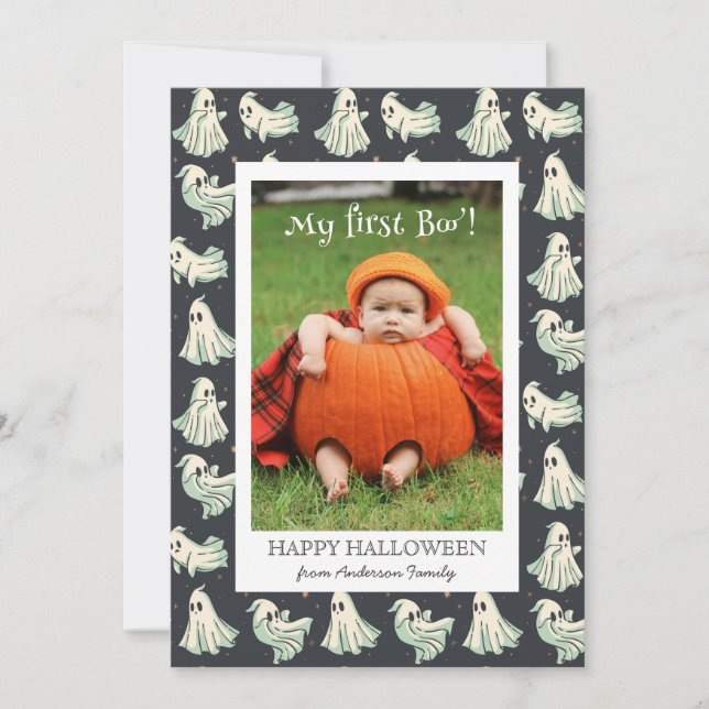 Cartes Pour Fêtes Annuelles Fantôme Halloween Mon premier bébé Boo  (Devant)