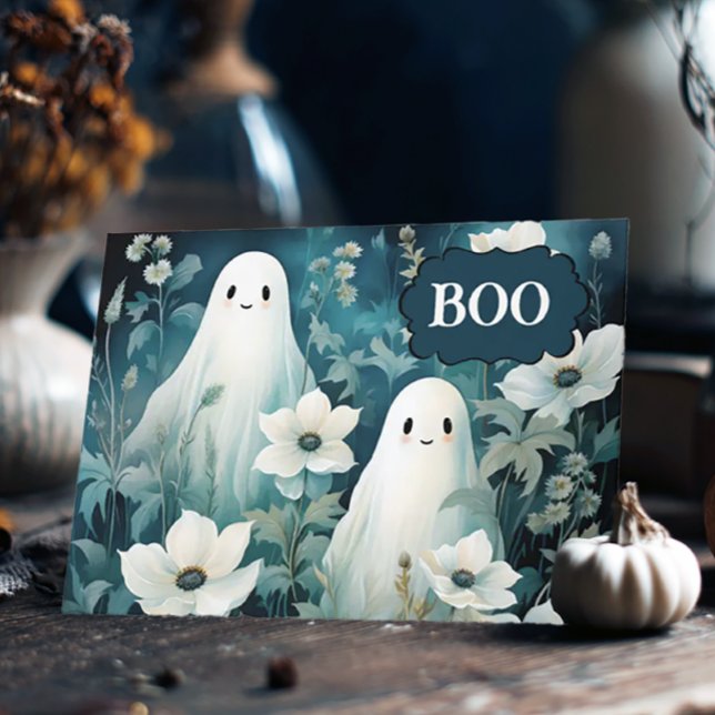 Cartes Pour Fêtes Annuelles Fantômes Floraux Sombres Halloween (Moody Ghost Halloween Card
)