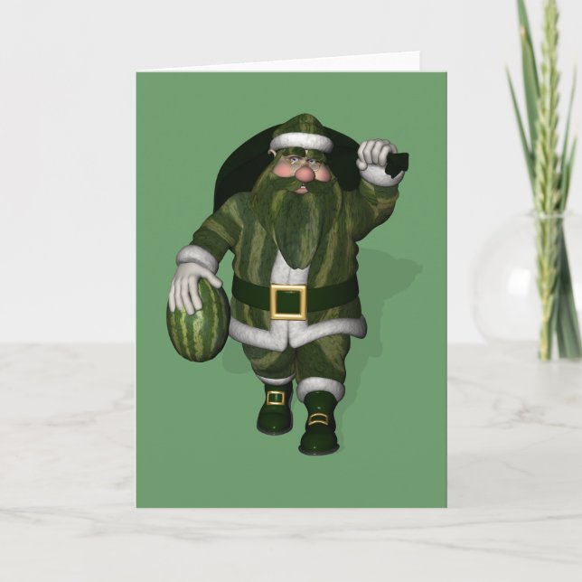 Cartes Pour Fêtes Annuelles Farmer de pastèque Santa Claus (Devant)