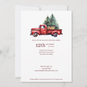 Cartes Pour Fêtes Annuelles Farmhouse de Noël rustique avec Camion Rouge