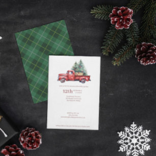 Cartes Pour Fêtes Annuelles Farmhouse de Noël rustique avec Camion Rouge