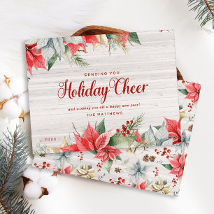 Cartes Pour Fêtes Annuelles Farmhouse Poinsettia Rustic Chic Christmas Cheer